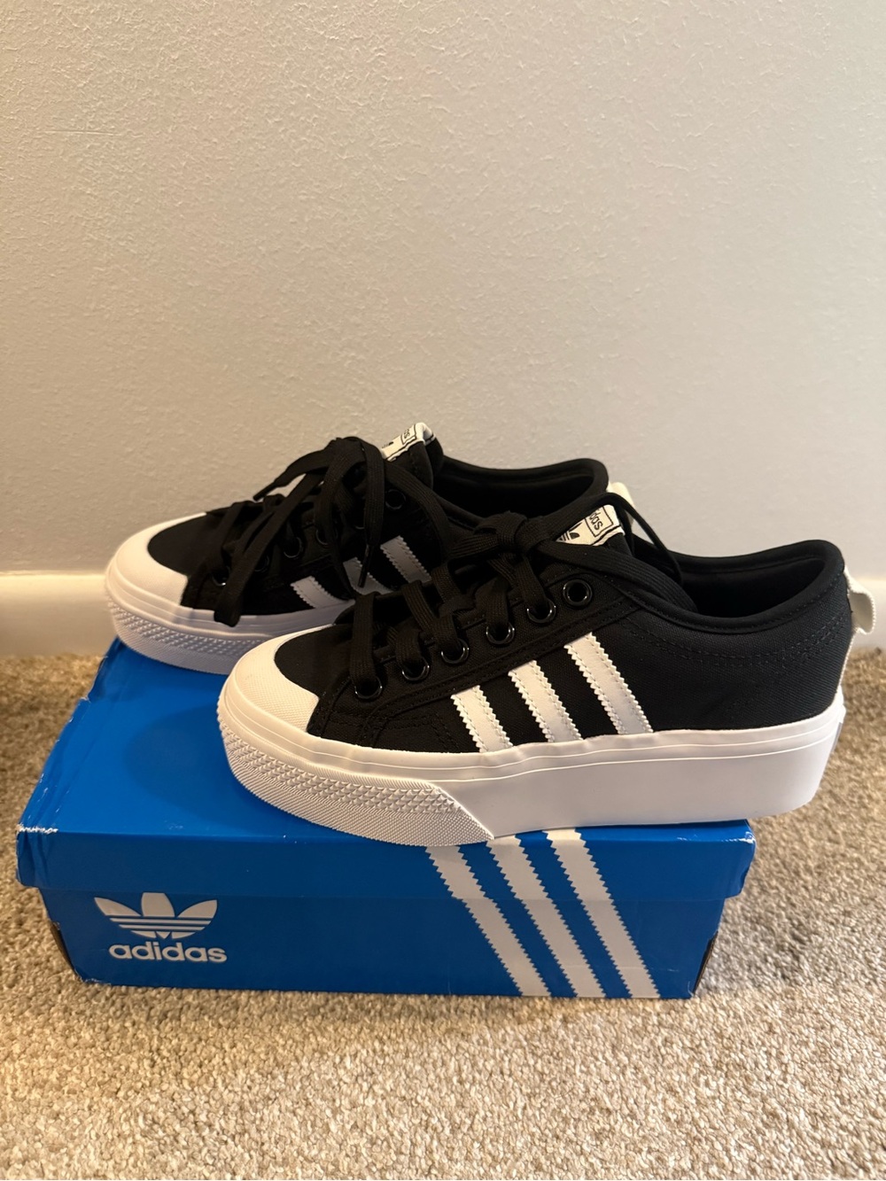 Adidas Black & White Platform Sneakers
